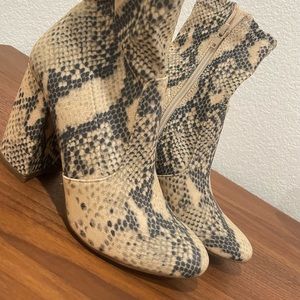 Snake print booties. Used twice